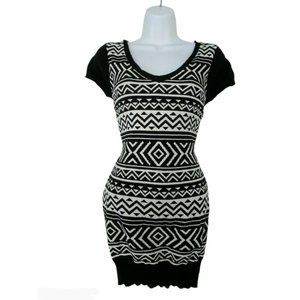 Red Paint Black and White Sweater Dress with Back Cutout Size L